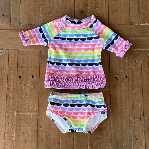 Rufflebutts scalloped rainbow two piece swimsuit - Picture 1 of 7